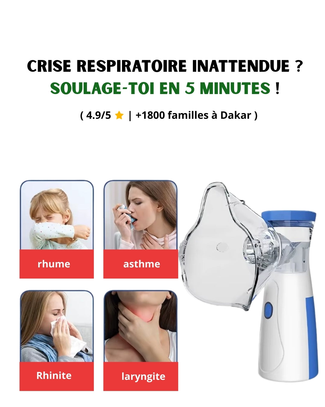 Nébuliseur Portable Certifié | Asthme, toux, bronchite